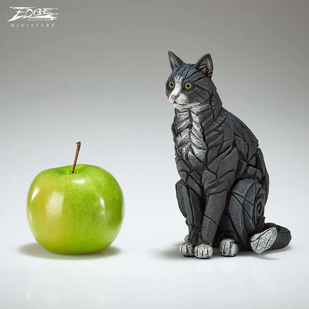 Sitting Cat Black And White Miniature